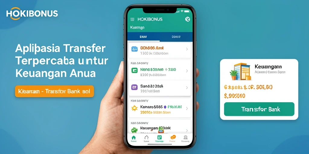 Antarmuka aplikasi HOKIBONUS yang sederhana dan efektif untuk transfer bank.