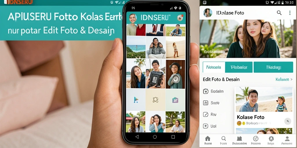Tampilan antarmuka IDNSERU yang sederhana dan fungsional untuk Kolase Foto.