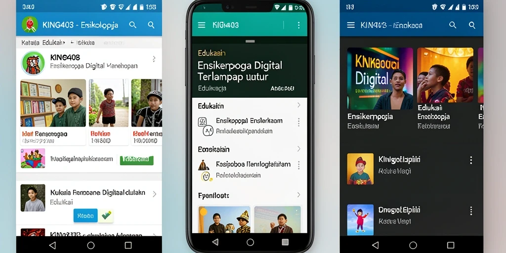 Screenshot antarmuka pengguna KING403 menampilkan berbagai fitur Ensiklopedia.