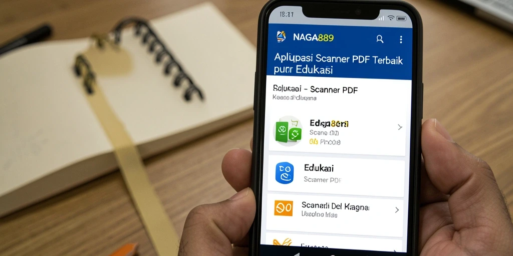 Antarmuka aplikasi NAGA889 yang intuitif dan fungsi pemindaian PDF.