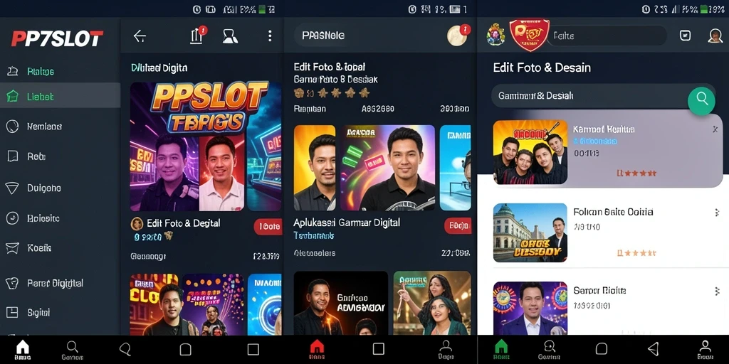 Antarmuka PP7SLOT menampilkan alat desain yang lengkap dan mudah dipahami.
