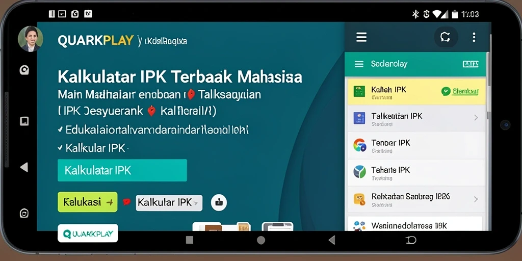 Tampilan antarmuka kalkulator IPK QUARKPLAY yang sederhana dan informatif.