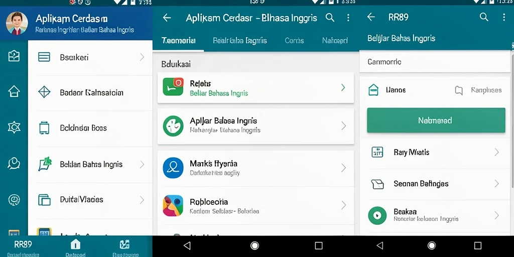 Antarmuka aplikasi RR89 untuk Belajar Bahasa Inggris yang menarik.