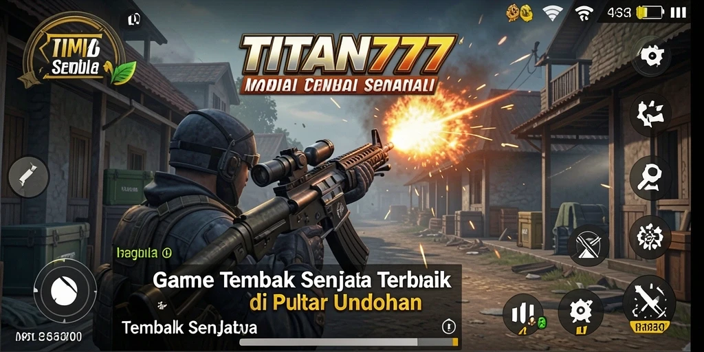Tampilan antarmuka permainan Tembak Senjata yang menantang.